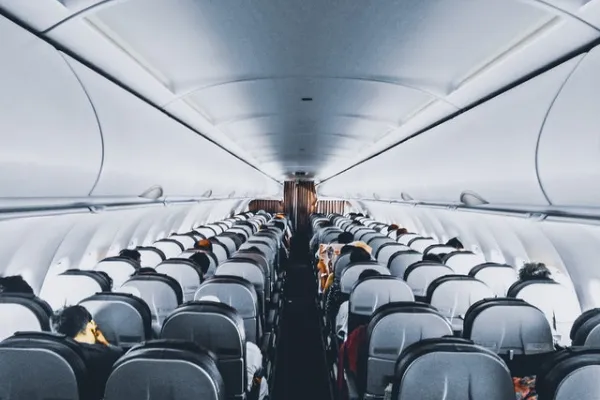 Airplane cabin showing seats