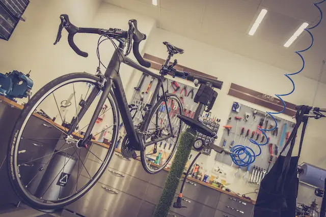 bicycle in bike repair shop