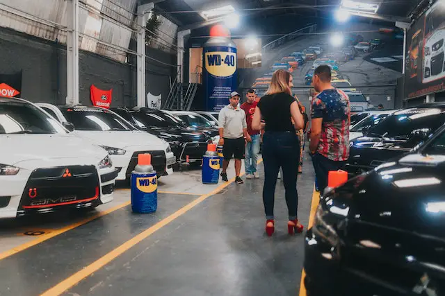 collection of cars in wd40 sponsored garage